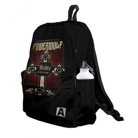 Рюкзак 3D с принтом Powerwolf Bible в Ухте, 100% полиэстер | лямки с регулируемой длиной, сверху петелька, чтобы рюкзак можно было повесить на вешалку. Основное отделение закрывается на молнию, как и внешний карман. Внутри два дополнительных кармана, один из которых закрывается на молнию. По бокам два дополнительных кармашка | powerwolf | метал | повервольф | повервульф | рок