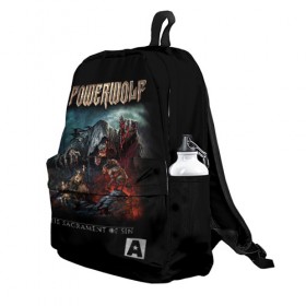 Рюкзак 3D с принтом Powerwolf в Ухте, 100% полиэстер | лямки с регулируемой длиной, сверху петелька, чтобы рюкзак можно было повесить на вешалку. Основное отделение закрывается на молнию, как и внешний карман. Внутри два дополнительных кармана, один из которых закрывается на молнию. По бокам два дополнительных кармашка | powerwolf | метал | повервольф | повервульф | рок