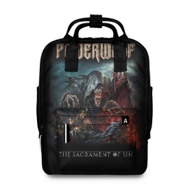 Женский рюкзак 3D с принтом Powerwolf в Ухте, 100% полиэстер | лямки с регулируемой длиной, сверху ручки, чтобы рюкзак нести как сумку. Основное отделение закрывается на молнию, как и внешний карман. Внутри два дополнительных кармана, один из которых закрывается на молнию. По бокам два дополнительных кармашка, куда поместится маленькая бутылочка
 | powerwolf | метал | повервольф | повервульф | рок