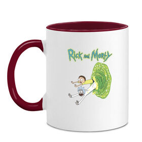 Кружка двухцветная с принтом Rick and Morty portal в Ухте, керамика | объем — 330 мл, диаметр — 80 мм. Цветная ручка и кайма сверху, в некоторых цветах — вся внутренняя часть | Тематика изображения на принте: morty | morty smith | portal | rick | rick and morty | rick sanchez | sanchez | smith | морти | морти смит | портал | рик | рик и морти | рик санчез | санчез | смит