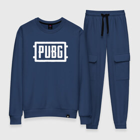 Женский костюм хлопок с принтом PUBG в Ухте, 100% хлопок | на свитшоте круглая горловина, мягкая резинка по низу. Брюки заужены к низу, на них два вида карманов: два 