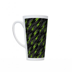 Кружка Латте с принтом Зеленые молнии в Ухте, Белая керамика | Объем 480 мл; Высота 150 мм; Диаметр 90 мм | Тематика изображения на принте: 
