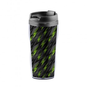Термокружка-непроливайка с принтом Зеленые молнии в Ухте, внутренняя часть — пищевой пластик, наружная часть — прозрачный пластик, между ними — полиграфическая вставка с рисунком | объем — 350 мл, герметичная крышка | Тематика изображения на принте: 
