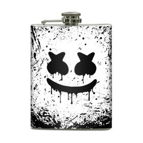 Фляга с принтом MARSHMELLO MELT в Ухте, металлический корпус | емкость 0,22 л, размер 125 х 94 мм. Виниловая наклейка запечатывается полностью | america | dj | marshmello | usa | америка | брызги | краски | маршмелло