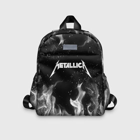Детский рюкзак 3D с принтом METALLICA (НА СПИНЕ) в Ухте, 100% полиэстер | лямки с регулируемой длиной, сверху петелька, чтобы рюкзак можно было повесить на вешалку. Основное отделение закрывается на молнию, как и внешний карман. Внутри дополнительный карман. По бокам два дополнительных кармашка | fire | flame | metallica | металлика | огонь | пламя