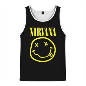 Мужская майка 3D с принтом NIRVANA в Ухте, 100% полиэстер | круглая горловина, приталенный силуэт, длина до линии бедра. Пройма и горловина окантованы тонкой бейкой | Тематика изображения на принте: nirvana | smile | курт кобейн | нирвана | смайл