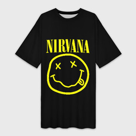 Платье-футболка 3D с принтом NIRVANA | НИРВАНА в Ухте,  |  | nirvana | smile | курт кобейн | нирвана | смайл