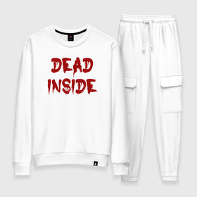 Женский костюм хлопок с принтом Dead inside в Ухте, 100% хлопок | на свитшоте круглая горловина, мягкая резинка по низу. Брюки заужены к низу, на них два вида карманов: два 