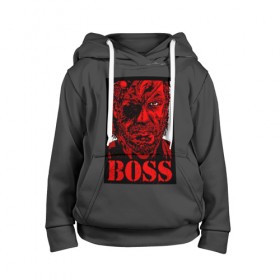 Детская толстовка 3D с принтом Big Boss MGS в Ухте, 100% полиэстер | двухслойный капюшон со шнурком для регулировки, мягкие манжеты на рукавах и по низу толстовки, спереди карман-кенгуру с мягким внутренним слоем | art | big boss | game | metal gear | metal gear solid | mgs | кодзима гений