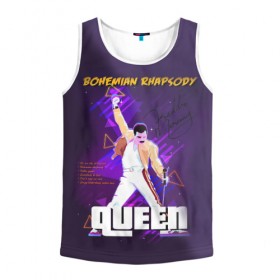 Мужская майка 3D с принтом Queen в Ухте, 100% полиэстер | круглая горловина, приталенный силуэт, длина до линии бедра. Пройма и горловина окантованы тонкой бейкой | Тематика изображения на принте: bohemian | brian | freddie | john | mercury | must go on | queen | rhapsody | roger | taylor | the miracle | the show | богемская | рапсодия | роджер тейлор | фредди меркьюри