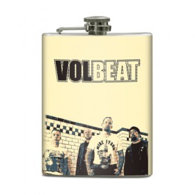 Фляга с принтом Volbeat в Ухте, металлический корпус | емкость 0,22 л, размер 125 х 94 мм. Виниловая наклейка запечатывается полностью | Тематика изображения на принте: groove metal | hardcore | psychobilly | volbeat | волбит
