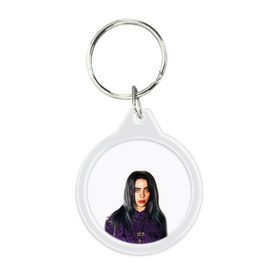 Брелок круглый с принтом BILLIE EILISH в Ухте, пластик и полированная сталь | круглая форма, металлическое крепление в виде кольца | ayelish | bad guy | bellyache | bilie eilish | bilie elish | billie | billie eilish | eilish | electronic | elish | music | били айлиш | билли айлиш | эйлиш | элиш