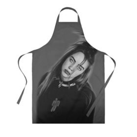 Фартук 3D с принтом BILLIE EILISH в Ухте, 100% полиэстер | общий размер — 65 х 85 см, ширина нагрудника — 26 см, горловина — 53 см, длина завязок — 54 см, общий обхват в поясе — 173 см. Принт на завязках и на горловине наносится с двух сторон, на основной части фартука — только с внешней стороны | ayelish | bad guy | bellyache | bilie eilish | bilie elish | billie | billie eilish | eilish | electronic | elish | music | били айлиш | билли айлиш | эйлиш | элиш