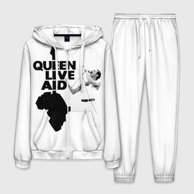 Мужской костюм 3D с принтом Queen LIVE AID в Ухте, 100% полиэстер | Манжеты и пояс оформлены тканевой резинкой, двухслойный капюшон со шнурком для регулировки, карманы спереди | Тематика изображения на принте: bohemian | brian | freddie | john | mercury | must go on | queen | rhapsody | roger | taylor | the miracle | the show | богемская | рапсодия | роджер тейлор | фредди меркьюри