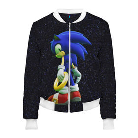 Женский бомбер 3D с принтом Sonic в Ухте, 100% полиэстер | застегивается на молнию, по бокам два кармана без застежек, мягкие манжеты, по низу бомбера и на воротнике — эластичная резинка | hedgehog | metal sonic | silver | silver the hedgehog | sonic | sonic boom | sonic the hedgehog | еж | ёж сонник | ежик | игры | соник | фильмы