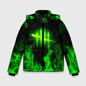 Зимняя куртка для мальчиков 3D с принтом DEAD BY DAYLIGHT в Ухте, ткань верха — 100% полиэстер; подклад — 100% полиэстер, утеплитель — 100% полиэстер | длина ниже бедра, удлиненная спинка, воротник стойка и отстегивающийся капюшон. Есть боковые карманы с листочкой на кнопках, утяжки по низу изделия и внутренний карман на молнии. 

Предусмотрены светоотражающий принт на спинке, радужный светоотражающий элемент на пуллере молнии и на резинке для утяжки | bright | dbd | dead by daylight | fire | flame | heat | light | survival horror | wildfire | дбд | искры | мертвы к рассвету | огненный | огонь | пламя | пожар