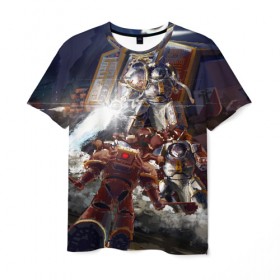 Мужская футболка 3D с принтом WARHAMMER 40K в Ухте, 100% полиэфир | прямой крой, круглый вырез горловины, длина до линии бедер | Тематика изображения на принте: abaddon | armada | battlefleet gothic | black legion | warhammer 40k | абаддон | чёрный легион