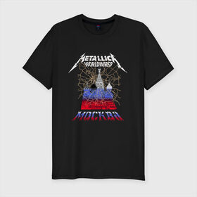 Мужская футболка премиум с принтом Metallica концерт в Москве в Ухте, 92% хлопок, 8% лайкра | приталенный силуэт, круглый вырез ворота, длина до линии бедра, короткий рукав | metallica | worldwired | карта | концерт | кремль | лужники | металлика | мировой тур | москва | принт | с концерта | собор | турне