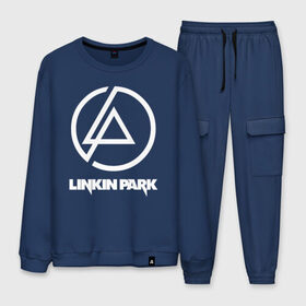 Мужской костюм хлопок с принтом LINKIN PARK в Ухте, 100% хлопок | на свитшоте круглая горловина, мягкая резинка по низу. Брюки заужены к низу, на них два вида карманов: два “обычных” по бокам и два объемных, с клапанами, расположенные ниже линии бедра. Брюки с мягкой трикотажной резинкой на поясе и по низу штанин. В поясе для дополнительного комфорта — широкие завязки | chester bennington | linkin park | mike shinoda | линкин парк