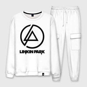 Мужской костюм хлопок с принтом LINKIN PARK в Ухте, 100% хлопок | на свитшоте круглая горловина, мягкая резинка по низу. Брюки заужены к низу, на них два вида карманов: два “обычных” по бокам и два объемных, с клапанами, расположенные ниже линии бедра. Брюки с мягкой трикотажной резинкой на поясе и по низу штанин. В поясе для дополнительного комфорта — широкие завязки | chester bennington | linkin park | mike shinoda | линкин парк