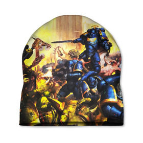 Шапка 3D с принтом WARHAMMER 40K в Ухте, 100% полиэстер | универсальный размер, печать по всей поверхности изделия | 