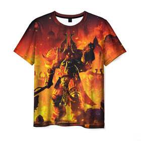 Мужская футболка 3D с принтом WARHAMMER 40K в Ухте, 100% полиэфир | прямой крой, круглый вырез горловины, длина до линии бедер | Тематика изображения на принте: abaddon | armada | battlefleet gothic | black legion | warhammer 40k | абаддон | чёрный легион