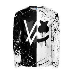 Мужской лонгслив 3D с принтом ALAN WALKER x MARSHMELLO в Ухте, 100% полиэстер | длинные рукава, круглый вырез горловины, полуприлегающий силуэт | alan walker | aw | electro | electro music | marshmello | music | алан уокер | маршмелло | музыка | музыкант | электро | электронная музыка