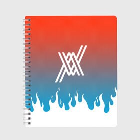 Тетрадь с принтом DARLING IN THE FRANXX в Ухте, 100% бумага | 48 листов, плотность листов — 60 г/м2, плотность картонной обложки — 250 г/м2. Листы скреплены сбоку удобной пружинной спиралью. Уголки страниц и обложки скругленные. Цвет линий — светло-серый
 | darling in the franxx | franxx. | zero two