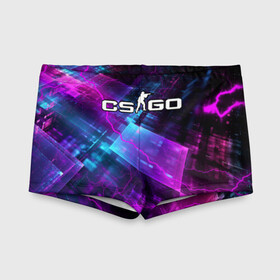 Детские купальные плавки 3D с принтом CS GO в Ухте, Полиэстер 85%, Спандекс 15% | Слитный крой, подклад по переду изделия, узкие бретели | counter strike | cs go | cyber sport | game | hyper beast | sport | игры | кибер спорт