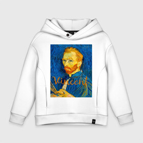Детское худи Oversize хлопок с принтом Ван гог в Ухте, френч-терри — 70% хлопок, 30% полиэстер. Мягкий теплый начес внутри —100% хлопок | боковые карманы, эластичные манжеты и нижняя кромка, капюшон на магнитной кнопке | Тематика изображения на принте: van gogh | искусство | картины