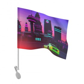 Флаг для автомобиля с принтом RETRO 90X в Ухте, 100% полиэстер | Размер: 30*21 см | bright | colorful | cool | disco | music | music lover | retro | speaker | tape recorder | technique | vintage | винтаж | динамик | диско | магнитофон | меломан | музыка | неон | разноцветный | ретро | техника