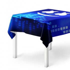 Скатерть 3D с принтом MARSHMELLO в Ухте, 100% полиэстер (ткань не мнется и не растягивается) | Размер: 150*150 см | christopher comstock | dj | marshmello | music | диджей | клубная музыка | клубняк | крис комсток | маршмеллоу | музыка