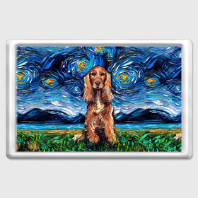 Магнит 45*70 с принтом Кокер-спаниель (Van Gogh style в Ухте, Пластик | Размер: 78*52 мм; Размер печати: 70*45 | gogh | van | vincent | willem | ван | винсент | гог | кокер | пёс | постимпрессионизм | собака | спаниель | художник