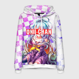 Мужская толстовка 3D с принтом ONNI-CHAN (Плашка переносная) в Ухте, 100% полиэстер | двухслойный капюшон со шнурком для регулировки, мягкие манжеты на рукавах и по низу толстовки, спереди карман-кенгуру с мягким внутренним слоем. | anime | game | life | manga | no game | no game no life | no life | onni chan | sempai | senpai | аниме | без игры без жизни | братишка | манга | семпай | сенпай