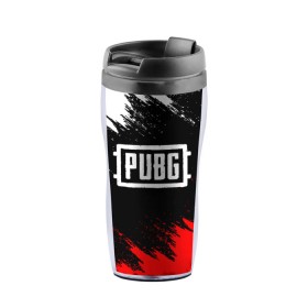Термокружка-непроливайка с принтом PUBG в Ухте, внутренняя часть — пищевой пластик, наружная часть — прозрачный пластик, между ними — полиграфическая вставка с рисунком | объем — 350 мл, герметичная крышка | battle royal | playerunknowns battlegrounds | pubg | пабг | пубг