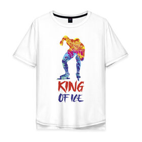 Мужская футболка хлопок Oversize с принтом Король льда в Ухте, 100% хлопок | свободный крой, круглый ворот, “спинка” длиннее передней части | ice | king | rack | skater | skates | sport | sportsman | start | коньки | конькобежец | король | пед | спорт | спортсмен | старт | стойка