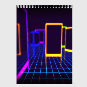 Скетчбук с принтом NEON STYLE в Ухте, 100% бумага
 | 48 листов, плотность листов — 100 г/м2, плотность картонной обложки — 250 г/м2. Листы скреплены сверху удобной пружинной спиралью | bright | colorful | cool | disco | music | music lover | retro | speaker | tape recorder | technique | vintage | винтаж | динамик | диско | магнитофон | меломан | музыка | неон | разноцветный | ретро | техника