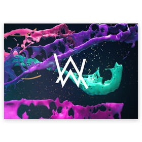 Поздравительная открытка с принтом ALAN WALKER в Ухте, 100% бумага | плотность бумаги 280 г/м2, матовая, на обратной стороне линовка и место для марки
 | Тематика изображения на принте: alan walker | aw | electro | electro music | music | алан уокер | музыка | музыкант | электро | электронная музыка