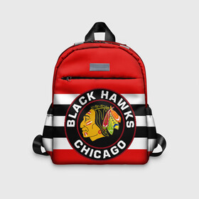 Детский рюкзак 3D с принтом Chicago Blackhawks в Ухте, 100% полиэстер | лямки с регулируемой длиной, сверху петелька, чтобы рюкзак можно было повесить на вешалку. Основное отделение закрывается на молнию, как и внешний карман. Внутри дополнительный карман. По бокам два дополнительных кармашка | blackhawks | chicago | индеец | чикаго блээкхокс