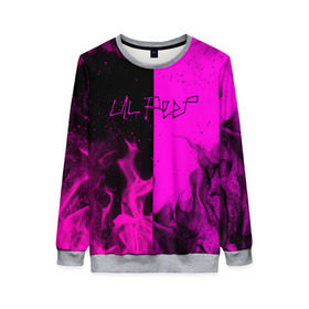 Женский свитшот 3D с принтом LIL PEEP в Ухте, 100% полиэстер с мягким внутренним слоем | круглый вырез горловины, мягкая резинка на манжетах и поясе, свободная посадка по фигуре | bright | fire | flame | heat | light | lil peep | lil prince | pink | wildfire | зарубежная музыка | искры | лил пип | маленький принц | огненный | огонь | пламя | пожар