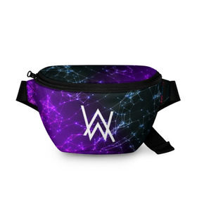 Поясная сумка 3D с принтом ALAN WALKER в Ухте, 100% полиэстер | плотная ткань, ремень с регулируемой длиной, внутри несколько карманов для мелочей, основное отделение и карман с обратной стороны сумки застегиваются на молнию | alan walker | aw | electro | electro music | music | алан уокер | музыка | музыкант | электро | электронная музыка