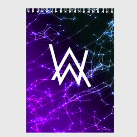 Скетчбук с принтом ALAN WALKER в Ухте, 100% бумага
 | 48 листов, плотность листов — 100 г/м2, плотность картонной обложки — 250 г/м2. Листы скреплены сверху удобной пружинной спиралью | alan walker | aw | electro | electro music | music | алан уокер | музыка | музыкант | электро | электронная музыка