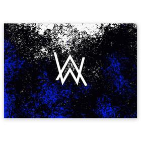 Поздравительная открытка с принтом ALAN WALKER в Ухте, 100% бумага | плотность бумаги 280 г/м2, матовая, на обратной стороне линовка и место для марки
 | Тематика изображения на принте: alan walker | aw | electro | electro music | music | алан уокер | музыка | музыкант | электро | электронная музыка
