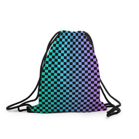 Рюкзак-мешок 3D с принтом Checkerboard Color  в Ухте, 100% полиэстер | плотность ткани — 200 г/м2, размер — 35 х 45 см; лямки — толстые шнурки, застежка на шнуровке, без карманов и подкладки | checkerboard | gradient | бойчик | в клетку | в клеточку | градиент | клетка | музыка | орнамент | френдзона | шахматная доска | шашки