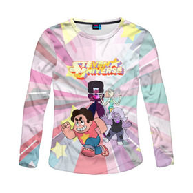 Женский лонгслив 3D с принтом Steven Universe в Ухте, 100% полиэстер | длинные рукава, круглый вырез горловины, полуприлегающий силуэт | steven universe | аметист | вселенная стивена | гранат | жемчуг | конни махесваран | кристальные самоцветы | лазурит | ляпис лазурит | перидот | самоцветы | стивен кварц юнивёрс
