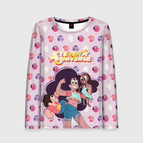 Женский лонгслив 3D с принтом Steven Universe в Ухте, 100% полиэстер | длинные рукава, круглый вырез горловины, полуприлегающий силуэт | steven universe | аметист | вселенная стивена | гранат | жемчуг | конни махесваран | кристальные самоцветы | лазурит | ляпис лазурит | перидот | самоцветы | стивен кварц юнивёрс