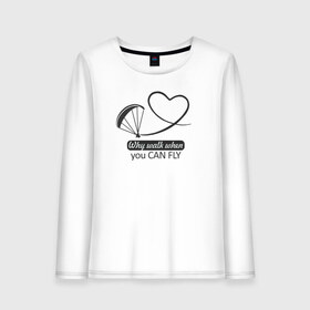 Женский лонгслив хлопок с принтом You can fly в Ухте, 100% хлопок |  | Тематика изображения на принте: 