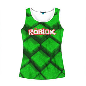 Женская майка 3D с принтом ROBLOX в Ухте, 100% полиэстер | круглая горловина, прямой силуэт, длина до линии бедра | game | gamer | logo | minecraft | roblox | simulator | игра | конструктор | лого | симулятор | строительство | фигура