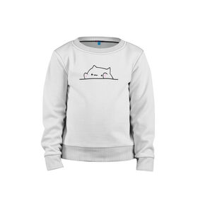 Детский свитшот хлопок с принтом Милый котик в Ухте, 100% хлопок | круглый вырез горловины, эластичные манжеты, пояс и воротник | кот | котенок | котик | милый котик | рисунок