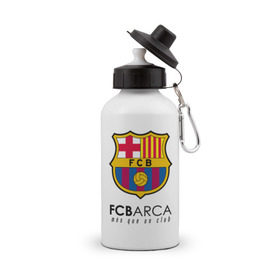 Бутылка спортивная с принтом FC BARCELONA (BARCA) в Ухте, металл | емкость — 500 мл, в комплекте две пластиковые крышки и карабин для крепления | Тематика изображения на принте: barca | barcelona | fc barca | барка | барселона